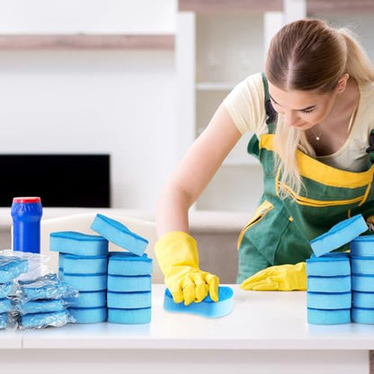 Tanlade 240 Pcs Individually Wrapped Sponges Kitchen Bulk Non Scratch Scouring Sponges for Dishes Household Cleaning Travel Apartments Hotel Car (Blue) - color: Blue