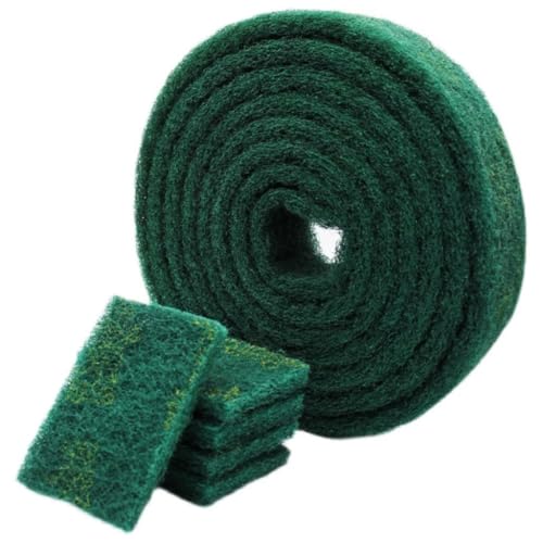 Cuttable Scouring Pad Roll,Thickened Scrubbing Pad for Kitchen Cleaning, Metal Rust Removal, Surface Polishing, Sanding(Green,70×17mm 2Roll) - size: 70×17mm 2Roll