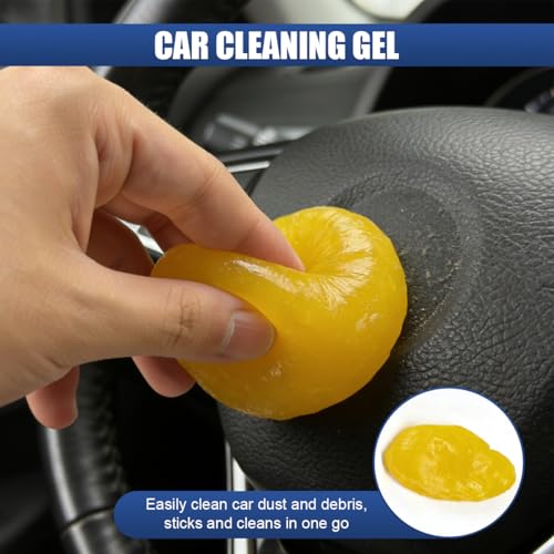 Craedli 2PCS Car Cleaning Gel Auto Detailing Putty, Universal Car Interior Cleaner Slime, Reusable Dust Remover Cleaning Supplies Kit Tools for Air Vents Keyboards, Car Accessories Presents (Yellow)