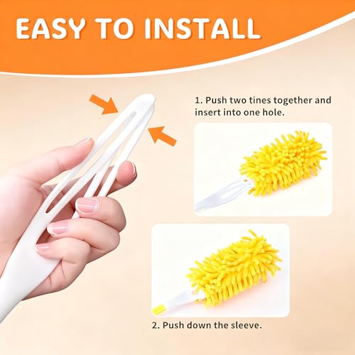 Reusable Duster Pads Compatible with Swiffer Hand Duster, 360 Duster Refill, Heavy Duty Duster Refills, Microfiber Dusters Refills for Swiffer Extended Handle, 2 Pack (Handle is Not Included) - color: 2 Pack (Yellow)