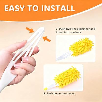 Reusable Duster Pads Compatible with Swiffer Hand Duster, 360 Duster Refill, Heavy Duty Duster Refills, Microfiber Dusters Refills for Swiffer Extended Handle, 2 Pack (Handle is Not Included) - color: 2 Pack (Yellow)