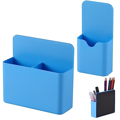 KITANIS Magnetic Pen Holder,2 Pack Magnetic Dry Erase Marker Holder with Generous Compartments,Strong Magnet Storage Marker Pen Pencil Organizer for Refrigerator,Whiteboard,Locker Accessories - color: Sky Blue