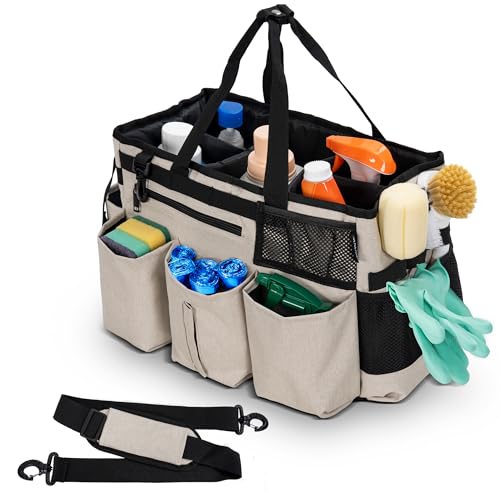 IBVIVIC Wearable Cleaning Caddy Bag for Cleaning Supplies,Large Capacity Cleaning Organizer White - color: White