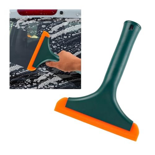 KVAEY Small Silicone Window Squeegee, 5.9 Inch Car Windshield Water Blade Squeegee with Non-Slip Handle, All-Purpose Cleaning Squeegee for Car Windshield, Window, Mirror (Black Green) - color: Black Green