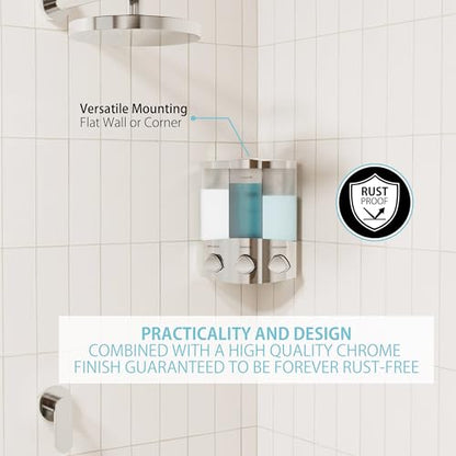 Better Living Products 76344-1 Euro Series TRIO 3-Chamber Soap and Shower Dispenser, Chrome - size: 3-Chamber