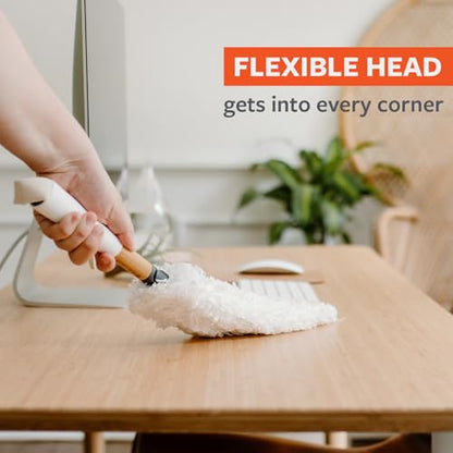 Full Circle Dust Whisperer Microfiber Duster - Machine Washable, For Ceiling Fans, Blinds, Furniture - White - color: White