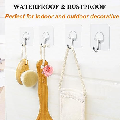FOTYRIG Clear Adhesive Hooks 180° Rotatable Transparent Sticky Hooks, Heavy Duty 15lbs Waterproof No Drill Wall Hooks for Bathroom Kitchen Hanging Towels Keys-20 Packs - color: 20 Wall Hooks