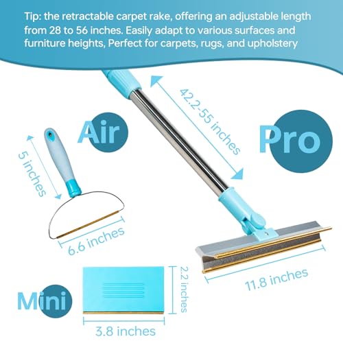Pet Hair Remover Set, 3Pcs Pet Hair Remover Tool，Carpet Rake for Dogs & Cats Hair Removal，Carpet Rake for Pet Hair Removal, Pet Hair Removal Broom for Rug, Couch, Pet Bed, Car，Clothes, Furniture,