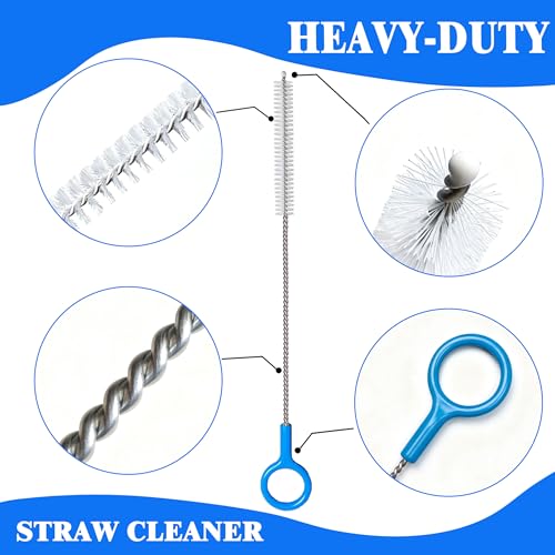 Heavy-Duty Straw Cleaner Brush Set - 6 Pack Reusable Long Handle Cleaner Brushes,Straw Brush for Deep Cleaning Baby Bottles,Metal/Glass/Silicone Straws, Tumblers & Stanley Cups.