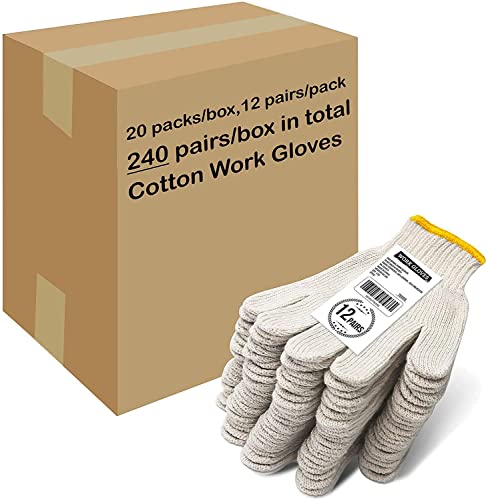 Evridwear Cotton Polyester String Knit Shell Safety Protection Work Gloves for Painter Mechanic Industrial Warehouse Gardening Construction Men One Case With no dots, S Size 240 Pairs - color: No Dots - 240 Pairs, size: Small