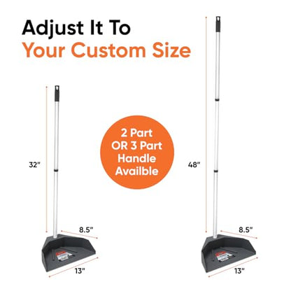 Silicone Dust Pan with Handle Lobby Dustpan with Long Handle Stand Up Dustpan, 48" 3-Part Long Handle, By Superio - style: Dustpan with 3 Part Handle