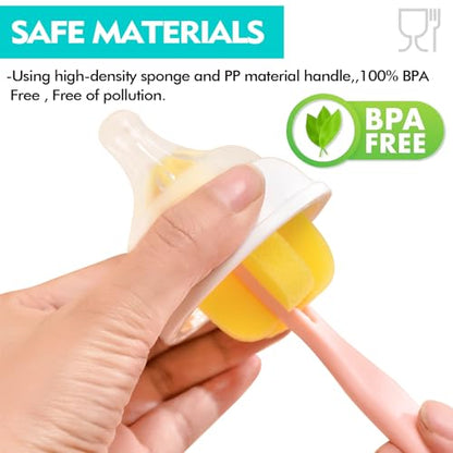 Sponge Bottle Brush 12 PCS Sponge Nipple Brushes Baby Bottle Nipple Cleaning Brush Long Handle Baby Milk Bottle Brush (12PCS) - color: Nipple Brush 12pcs