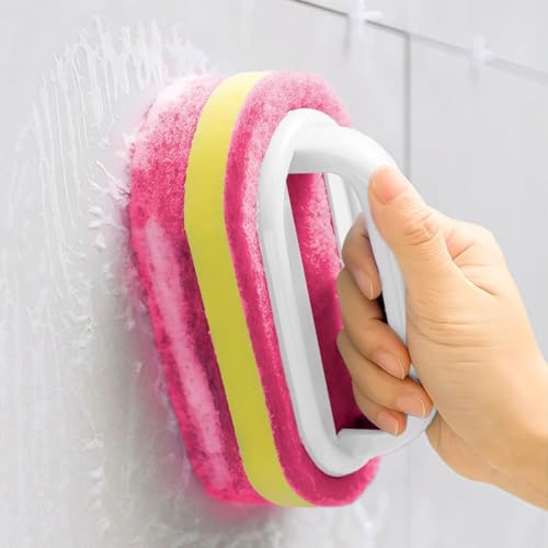 Cleaning Brush for Bathroom, Kitchen, Bathtub, Toilet, Multi-Surface Shower Cleaner & Toilet Brush Cleaner with Comfortable Handle(Red) - color: Red