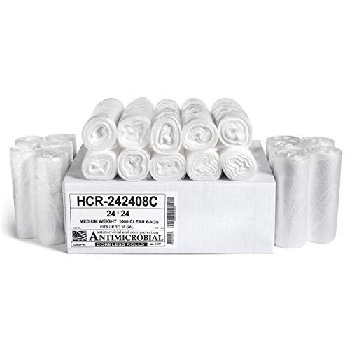 Aluf Plastics High Density Trash Bags, 10 Gallon, 1000 Count, 8 Micron (eq), 24" x 24", Clear, for Bathroom, Office, Industrial, Commercial, Janitorial, Municipal, Recycling - color: Clear, style: 7-10 Gal, 8 Micron Equiv, 1000 Count