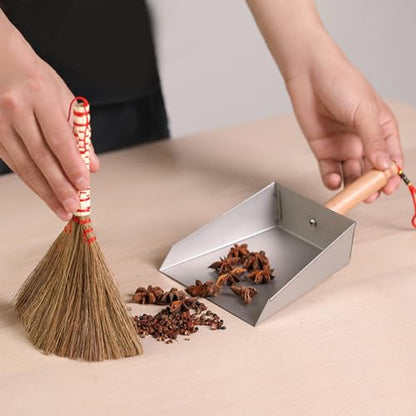 Beaupretty Stainless Steel Small Dustpan with Short Handle Compact Lightweight Metal Dust Pan for Household and Children Tabletop Cleaning Tool 8.46X5.51In