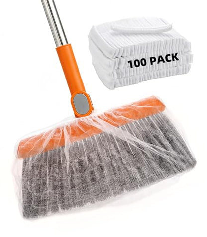 100 Pcs Disposable Broom Covers, Non-Woven Sweeper Sheets for Pet Hair Removal, Effectively Traps Dust, Lint & Hair for Floor & Carpet Cleaning, Universal Fit for Most Brooms