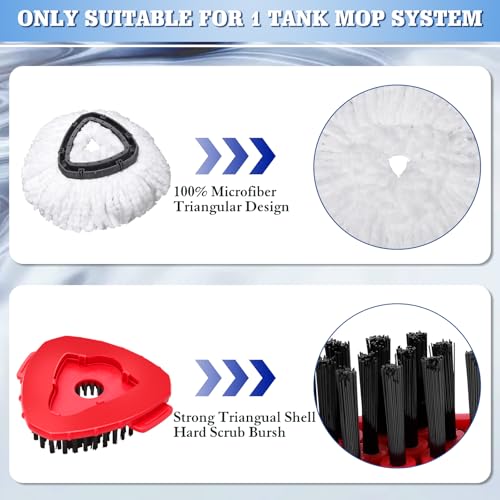4 Pack Microfiber Mop Replacement Heads Compatible with Ocedar EasyWring 1-Tank System - Includes 1 Mop Scrub Brush Head, 1 Mop Base, Easy Cleaning Mop Head Refills (White) - color: 4 White Mop Heads+1 Gray Brush +1 Base, size: For 1-Tank