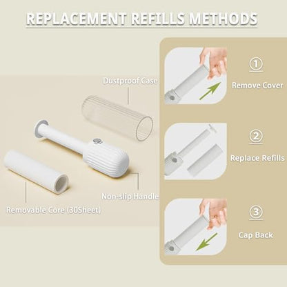 Compact Lint Roller with 150 Sheets - Portable Pet Hair Remover for Clothes, Furniture, Home & Travel - 1 Roller + 4 Refills (White) - color: White