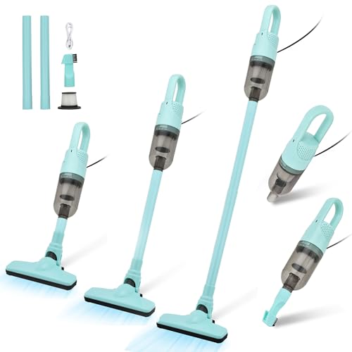 Handheld Vacuum Cleaner,Ultra-Lightweight Mini Portable Vacuums for Home, 6 in 1 Stick Vac Cleaners for Car,Pet Hair,Carpet（Green Corded - color: Green Corded