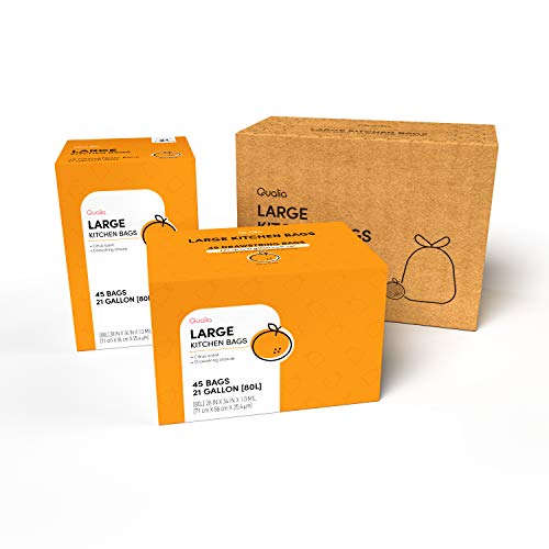 QUALIAZERO CITRUS SCENTED 21 Gal / 80 Liter | Drawstring Closure Trash Bag | Heavy Duty (CITRUS, 90 BAGS), WHITE, (L10001C) - size: 90 Count (Pack of 1), style: CITRUS