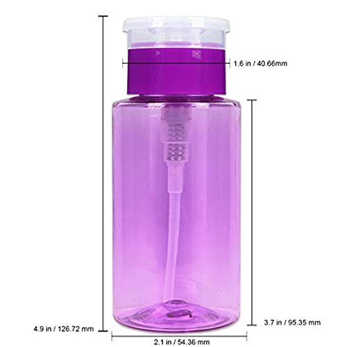 7oz Purple Push Down Pump Dispenser Empty Refillerble Bottle with Flip Top Cap - for Nail Polish, Travel, Cosmetics Packaging - color: Purple, size: 7 Ounce - 1 Bottle
