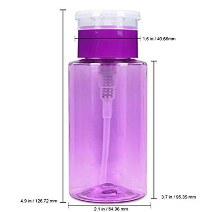 7oz Purple Push Down Pump Dispenser Empty Refillerble Bottle with Flip Top Cap - for Nail Polish, Travel, Cosmetics Packaging - color: Purple, size: 7 Ounce - 1 Bottle