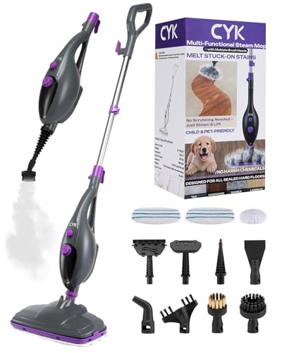 CYK Steam Mops for Floor Cleaning, 12 in 1 Handheld Steam Cleaner for Home, Floor Steamer for Hardwood Floors and Tile (Purple-grey) - color: Purple-grey