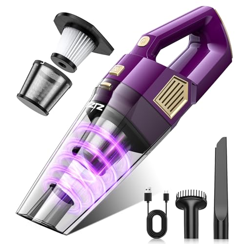 Handheld Vacuum Cordless, 15000PA Powerful Suction Hand Held Car Vacuum Cleaner Rechargeable with Multi-Nozzles & Washable Filters, High Power Lightweight Hand Vacuum for Home, Pet, Car, Office