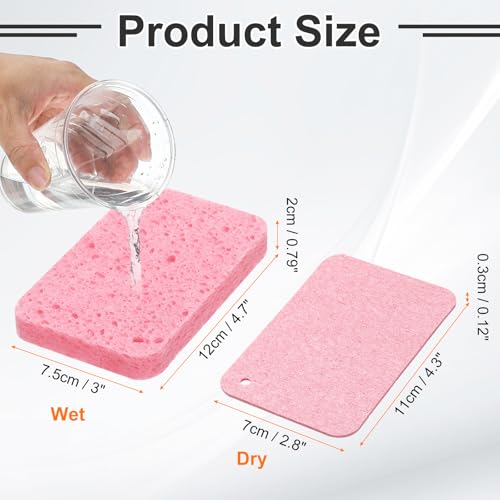 HARFINGTON 4pcs Kitchen Sponges Compressed Non-Scratch Scrub Sponge Dual Sided Cleaning Sponges with Hanging Ring for Household Use for Kitchen Household Bathroom