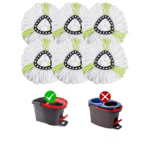Matthew Cleaning 6Pack Green Microfiber Spin Mop Replacement Head Compatible with EasyWring Spin Mop Replace Head-EasyWring High Absorbency,Machine Washable,Microfiber Spin Mop Refills - color: Green, size: 6 Count