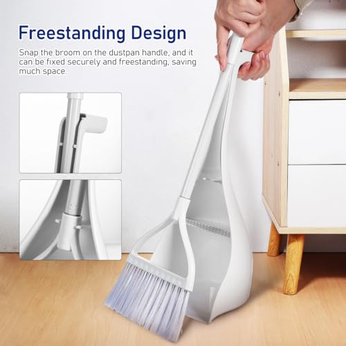 MAGICLULU Mini Broom and Dustpan Set with Toothed Dustpan Compact Handheld Sweeper for Kitchen Car Desktop Small Spaces Cleaning