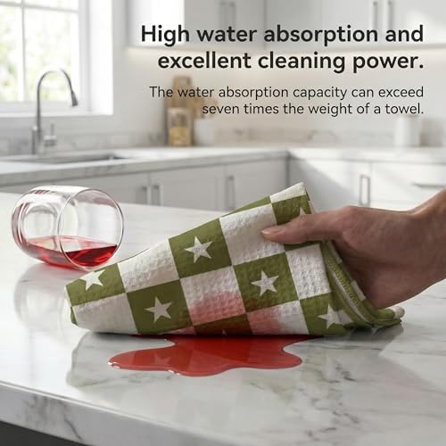 Waffle Kitchen Towels Set of 2 - Ultra Absorbent Quick Dry Dish Towels - Sustainable Reusable Cleaning Tea Towels - Lightweight Hand Towels for Kitchen & Bathroom, 16” x 28” (Square) - style: Square