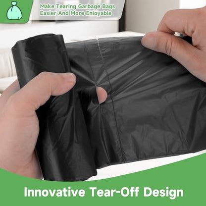 2-Gallon Small Trash Bags - Compostable Mini Garbage Bags Unscented Extra Strong Puncture Proof Clear Black Wastebasket Liners for Home, Office, Dorm Room Use (5 Roll, 100 Count) - style: Bio-2Gal-Black100