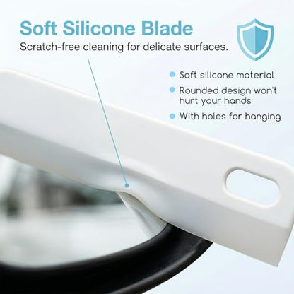Mini Squeegee for Car, 2 PCS Small Sink Squeegees Soft Rubber Squeegee Multi-Purpose Window Scrubber Cleaning Squeegees Tool for Kitchen Countertops, Car Windshield, Bathroom, White