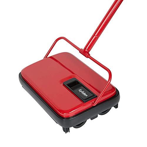 Eyliden Carpet Sweeper, Mini Size Lightweight Hand Push - No Noise, Non-Electric, Easy Manual Sweeping Only for Carpet Cleaning (Red) - color: Red