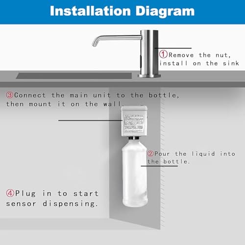 Touchless Automatic Soap Dispenser for Kitchen Bathroom Sink Built in Liquid Commercial Electric Soap Dispenser with Bottle and Pump Chrome Platingd - color: Electroplate-liquid