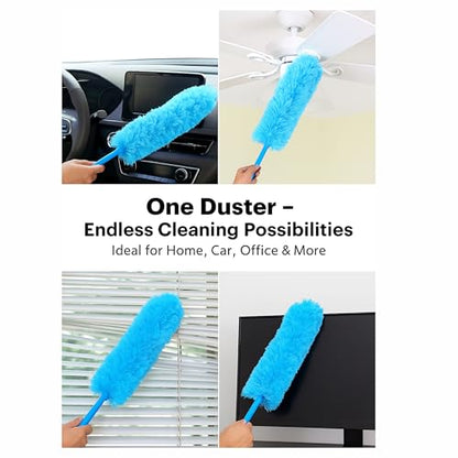 Microfiber Duster - 22'' Ceiling Fan Cleaner Duster, Dust Brush for Cleaning Window Blinds, Ceiling Fans, Furniture & Cars, Reusable Dust Remover Wand, Washable & Flexible Duster
