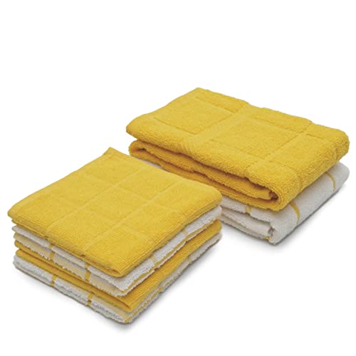 100% Cotton Terry Dish Cloth & Dish Towel, 6 Pack, Super Soft and Absorbent Kitchen Towels, Perfect for Kitchen Cleaning and Dish Washing (Yellow (DT and DC Combo)) - color: Yellow (Dt and DC Combo)