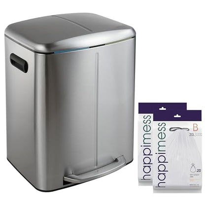 happimess HPM1005A Marco Rectangular 10.6-Gallon Double Bucket Trash Can with Soft-Close Lid, Stainless Steel, Fingerprint Resistant, Modern, Minimalistic for Home, Kitchen, Office, Bedroom, Bathroom - color: Stainless Steel