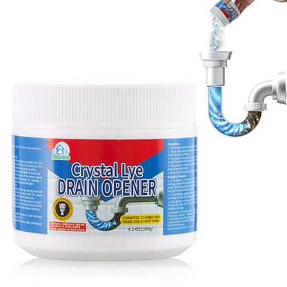 BELL BIRD Drain Opener, 9.2oz Crystal Lye Sodium Hydroxide, Clog Remover for Sinks, Drains, Showers & Bathtubs, Heavy Duty Pipe Cleaner (1 PCS) - size: 1 PSC