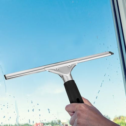 6 Pcs 14'' Professional Steel Window and Glass Squeegee with Replacement Rubber Glass Cleaning Heavy Duty Squeegee for Window Cleaning and Streak Free Results - size: 14''