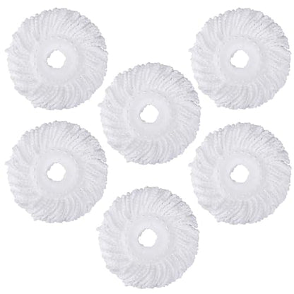 Spin Mop Heads Refill, Easy Wring Microfiber Replacement Pads for Deep Cleaning 6-Pack Universal Fit for Most Round Spin Mops - color: White