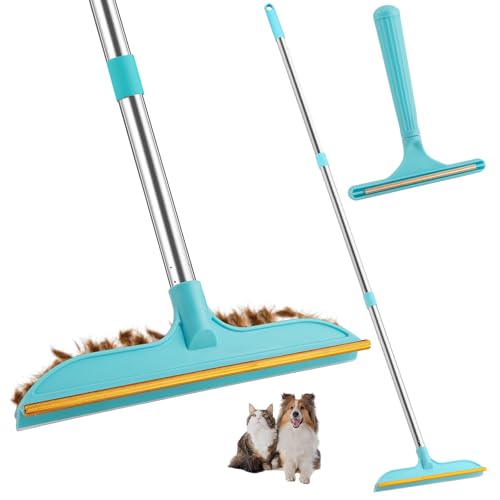 2-in-1 Pet Hair Remover Broom and Scraper Set with Adjustable Long Handle, Ideal for Removing Pet Hair and Water Stains, Reusable and Easy to Clean.