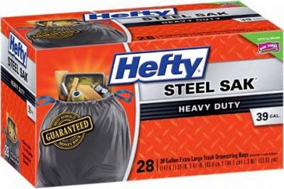 Steel Sak Heavy-Duty Drawstring Contractor CleanUp Trash Bags, Gray, 28-Ct., 39-Gal. - size: 28 Count (Pack of 1)
