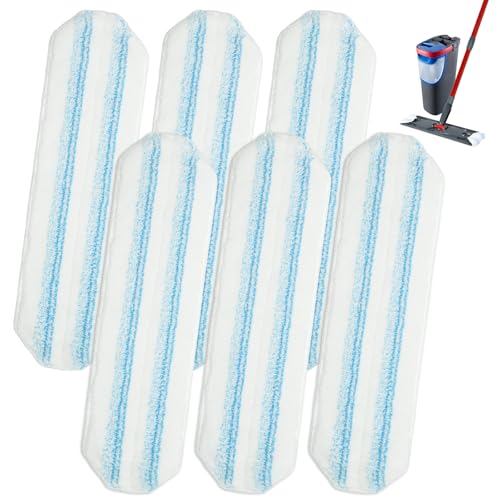 Mop Pads for OCedar H2prO Flat Mop System, 6 Pack Mop Heads Replacements for Ocedar H2prO Flat Mop, Microfiber Reusable Machine Washable Durable Long-Lasting Mop Refills Safe on Various Floors