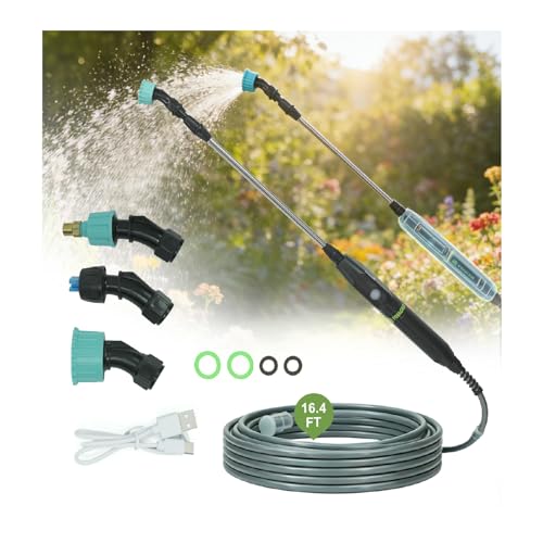 22.1'' Electric Sprayer Wand, Adjustable Nozzle, 16.4FT Hose, Upgrade Rechargeable Battery ensure Long Runtime, Lightweight Cordless Wand for Weed Control & Plant Watering - color: Upgrade 2 Battery