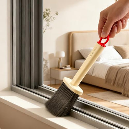 1pcs,Home Cleaning Crevice Brush Bathroom Kitchen Tile Dead-end Multifunctional Window Crevice Dust Brushes,20.5 * 10 * 2.5cm (Beige Red) - color: Beige Red