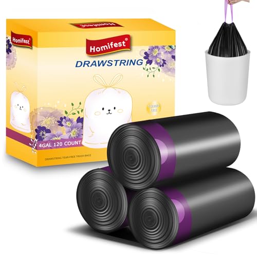 4 Gallon Drawstring Trash Bags,120 Count Black - size: 120 Pcs, style: 4 Gallon