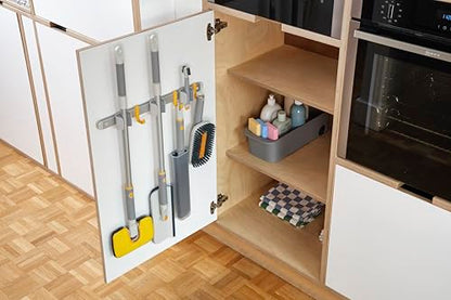Joseph Joseph CleanTech Cleaning Utility Tool Storage Rail, Organizer Rack with 3 Adjustable Grips and 3 Hooks, Screws Included - style: Storage Rail