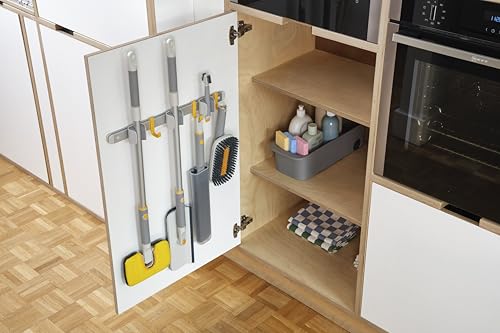 Joseph Joseph CleanTech Cleaning Utility Tool Storage Rail, Organizer Rack with 3 Adjustable Grips and 3 Hooks, Screws Included - style: Storage Rail